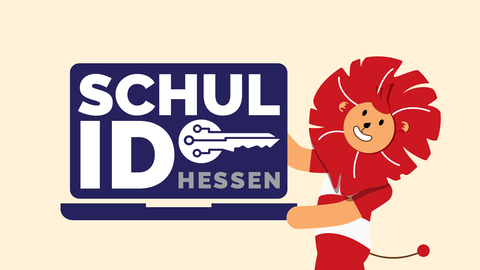 Logo Schul-ID Das Logo der Schul-ID zeigt einen Löwen, der einen Laptop mit dem Schriftzug Schul-ID, in seinen Pfoten hält.
