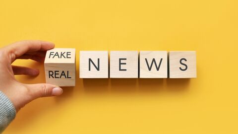 Würfel, auf denen Fake-News steht Würfel, auf denen Fake-News steht