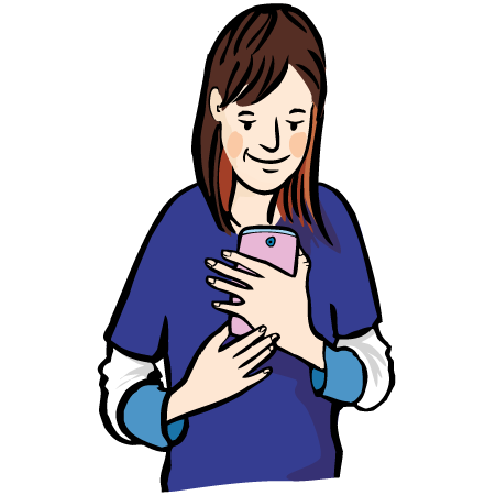 gute Nachricht Dieses Mädchen hat eine gute Nachricht über ihr handy bekommen.